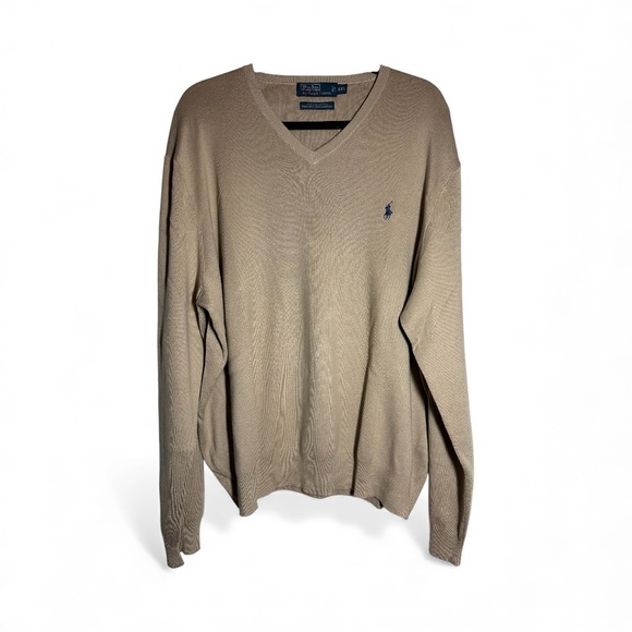Polo Ralph Lauren Mens Tan V-Neck Pullover Sweater, Size XXL, (338) - Picture 1 of 6